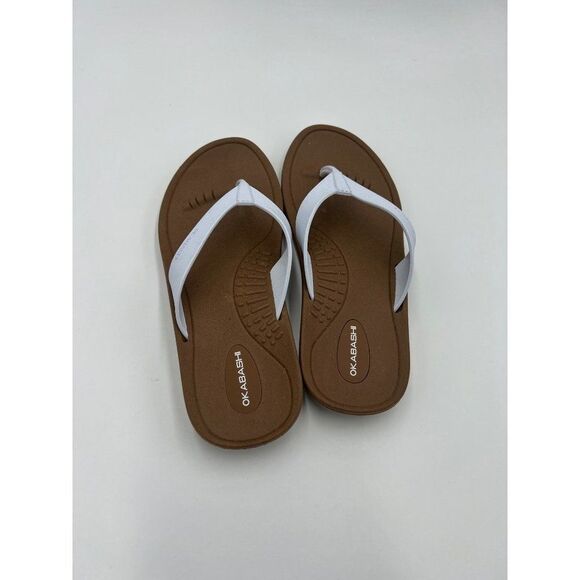 Brand‎ New Okabashi Breeze White & Tan Flip Flop For Women Size Small 5-6 - Picture 5 of 9